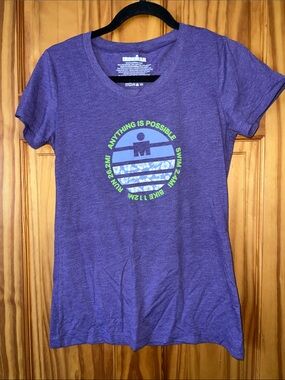 Iron Man Purple Graphic Short Sleeve Tee Heathered Purple for Women